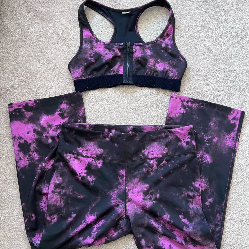 Women's Tie-Dye Sports Bra and Leggings Set